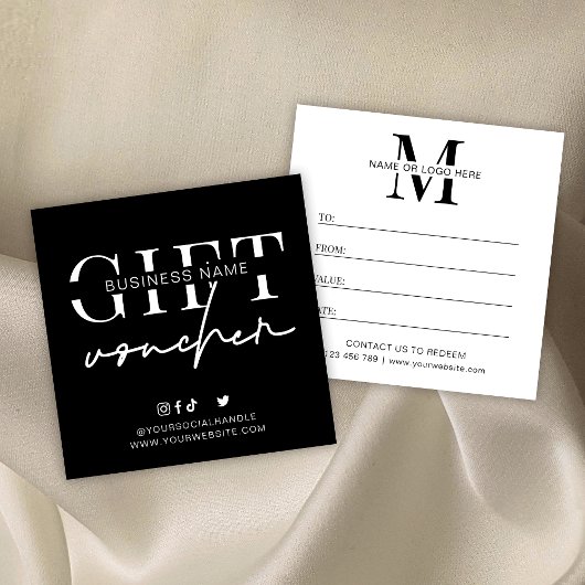 Minimalistisches Geschenkzertifikat Modernes Logo Quadratische Visitenkarte