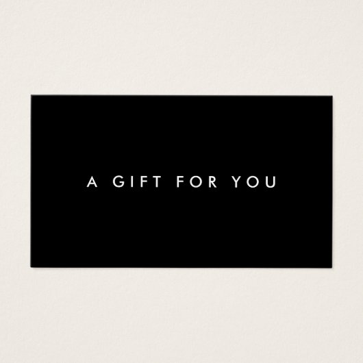 Minimalistisches Geschenkzertifikat "Schwarz/Weiß" (Vorderseite)