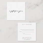 Minimalistisches Geschenkzeugnis Quadratische Visitenkarte (Vorne/Hinten)