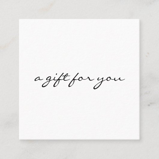 Minimalistisches Geschenkzeugnis Quadratische Visitenkarte (Vorderseite)