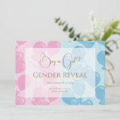 Minimalistisches Geschlecht in Rosa und Blau Gold Einladung (Stehend Vorderseite)