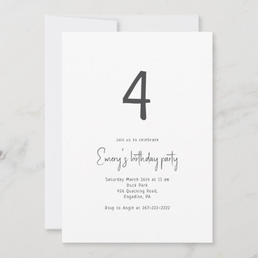 Minimalistisches Geschlecht - neutrale Einladung z (Vorderseite)