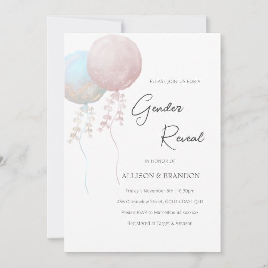 Minimalistisches Geschlechterverhältnis zwischen R Einladung (Vorderseite)