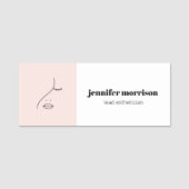 Minimalistisches Gesicht Beauty Logo Makeust Künst Namensschild (Vorderseite)