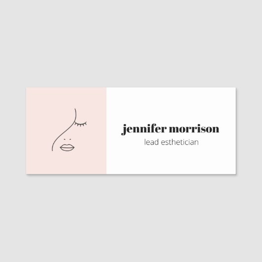 Minimalistisches Gesicht Beauty Logo Makeust Künst Namensschild (Vorderseite)