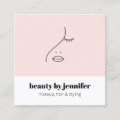Minimalistisches Gesicht Beauty Logo Makeust Künst Quadratische Visitenkarte (Vorderseite)