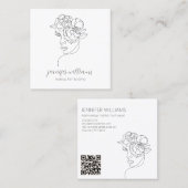 Minimalistisches Gesicht Beauty Logo Makeust Künst Quadratische Visitenkarte (Vorne/Hinten)