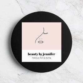 Minimalistisches Gesicht Beauty Logo Makeust Künst Quadratische Visitenkarte