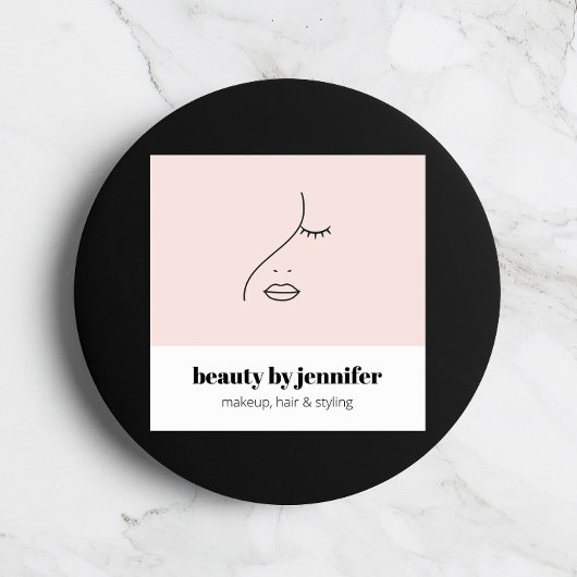 Minimalistisches Gesicht Beauty Logo Makeust Künst Quadratische Visitenkarte