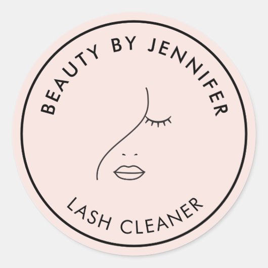 Minimalistisches Gesicht Beauty Logo Makeust Künst Runder Aufkleber (Vorderseite)
