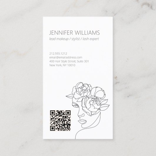 Minimalistisches Gesicht Beauty Logo Makeust Künst Visitenkarte (Rückseite)