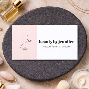 Minimalistisches Gesicht-Logo Facialist Blush Rosa Visitenkarte
