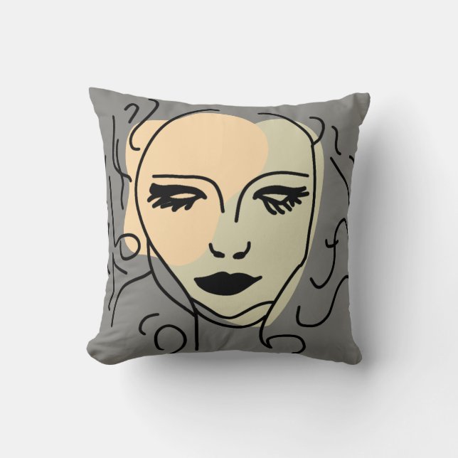 Minimalistisches Gesicht mit leiser Reflektion Kissen (Vorderseite)