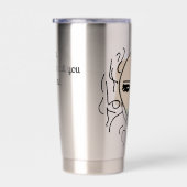 Minimalistisches Gesicht mit leiser Reflektion Thermobecher (Rechts)