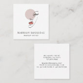 Minimalistisches Gesichtslogo Mit Monogramm Makeup Quadratische Visitenkarte (Vorne/Hinten)