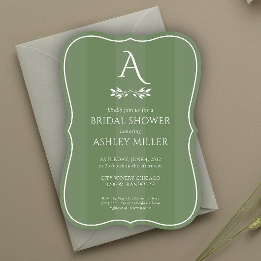 Minimalistisches gestrichenes grünes Brautparty Einladung