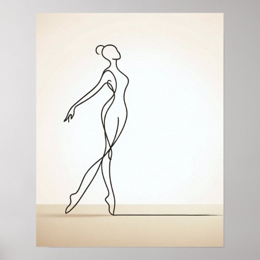 Minimalistisches Girl Dancing - Abstrakte Linie Ar Poster (Vorne)