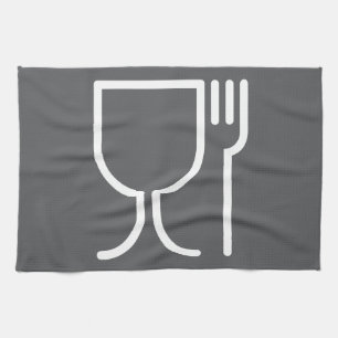 Minimalistisches Glas und Gabel Küchentuch