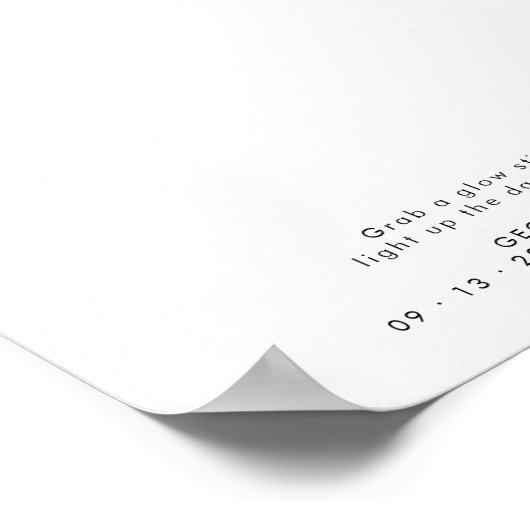 Minimalistisches Glow Stick Wedding Off Sign Poster (Ecke)