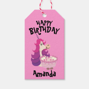 Minimalistisches Glück Geburtstag Unicorn Pink Lil Geschenkanhänger