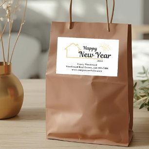 Minimalistisches Glück im neuen Jahr   Real Anwese Rechteckiger Aufkleber