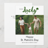 Minimalistisches Glück Kleeblatt st. Patrick's Day Feiertagskarte (Vorne/Hinten)
