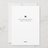 Minimalistisches Glück Kleeblatt st. Patrick's Day Feiertagskarte (Rückseite)