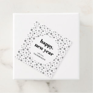 Minimalistisches Glück Neujahr Schwarz & Weiß Schn Geschenkanhänger