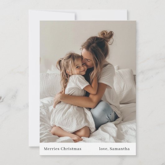 Minimalistisches Glück Weihnachten und Foto Weihna Einladung (Vorderseite)