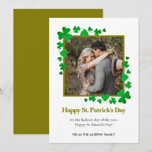 Minimalistisches Glücksklee St. Patrick's Day Foto Feiertagskarte