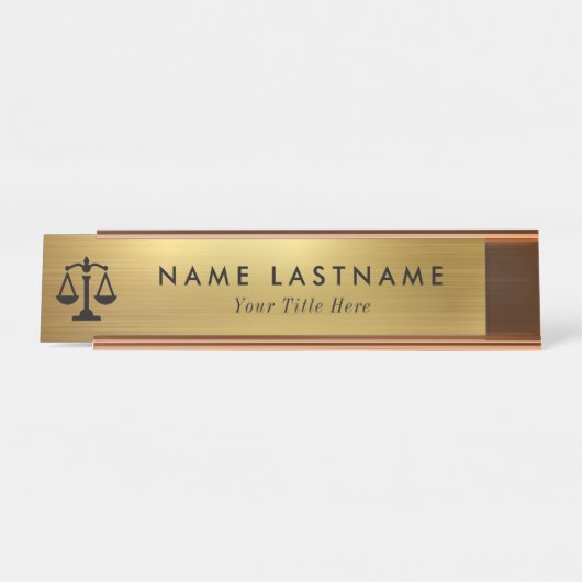 Minimalistisches Gold-Anwaltsbüro Schreibtischnamensplakette (Vorderseite )