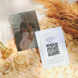 Minimalistisches Gold Arch Foto QR Code Hochzeit R Begleitkarte