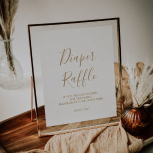 Minimalistisches Gold Baby Dusche Windeln Raffle-Z Poster