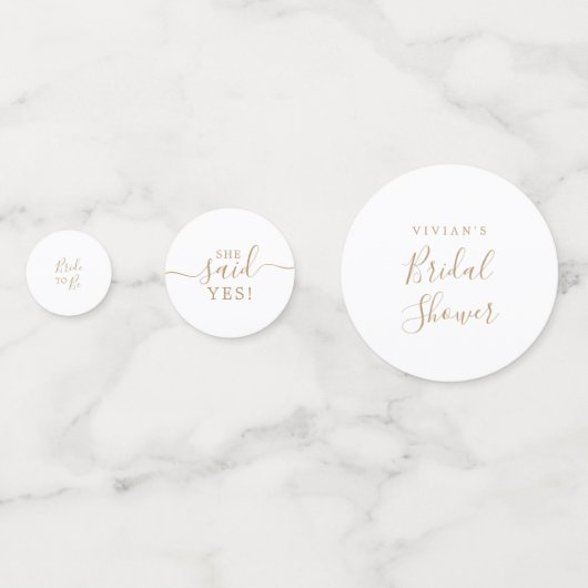 Minimalistisches Gold-Brautparty Konfetti (Vorderseiten)