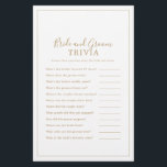 Minimalistisches Gold Bridge und Groom Trivia Spie Flyer<br><div class="desc">Dieses minimalistische Goldbride- und Bräutigam-Trivialspiel ist perfekt für einen einfachen Polterabend. Das moderne romantische Design besticht durch klassische Goldtypografie und Weiß, gepaart mit einer rustikalen und eleganten Kalligraphie mit Vintagem handgeschriebenem Stil. Anpassbar in jeder Farbe. Behalt das Design einfach und elegant, wie es ist, oder personalisiere es durch Hinzufügen von...</div>