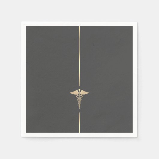 Minimalistisches Gold Caduceus Symbol Serviette (Vorderseite)