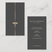 Minimalistisches Gold Caduceus Symbol Visitenkarte (Vorne/Hinten)