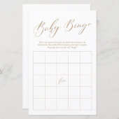 Minimalistisches Gold Calligraphy Bingo Baby Shoot (Vorne/Hinten)