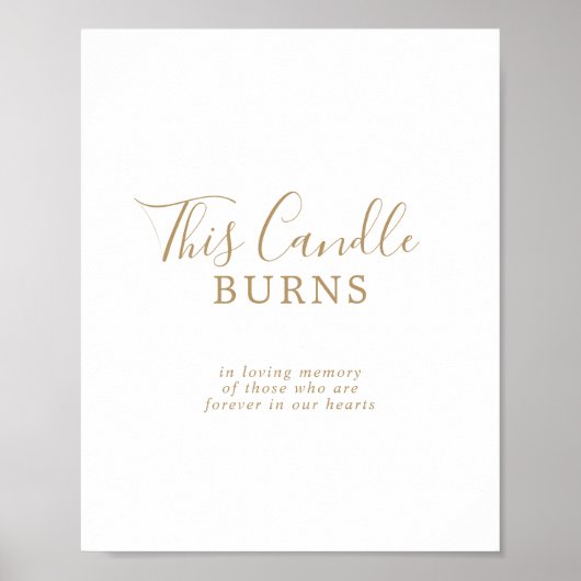 Minimalistisches Gold Candle Burns Memorial Sign Poster (Vorne)