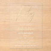 Minimalistisches Gold Elegant Script 40. Geburtsta Acryleinladungen (Vorderseite)