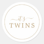 Minimalistisches Gold Es ist Twins Baby Duschaufkl Runder Aufkleber (Vorderseite)