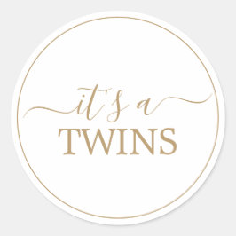 Minimalistisches Gold Es ist Twins Baby Duschaufkl Runder Aufkleber