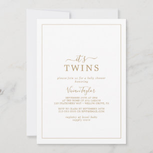 Minimalistisches Gold Es ist Twins Baby Dusche Einladung