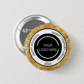 Minimalistisches Gold Firmenlogo und Name  Button (Vorne & Hinten)