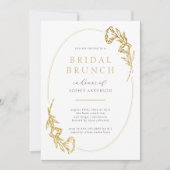 Minimalistisches Gold Floral Brautparty Brunch Einladung (Vorderseite)