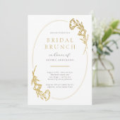 Minimalistisches Gold Floral Brautparty Brunch Einladung (Stehend Vorderseite)