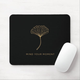 Minimalistisches Gold Ginkgo Blatt Zen Zitat Mausp Mousepad
