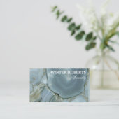 Minimalistisches Gold Glitzer Marmorlogo - Visiten Visitenkarte (Stehend Vorderseite)