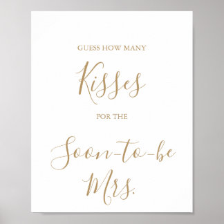 Minimalistisches Gold Guess für das Kisses Game Si Poster