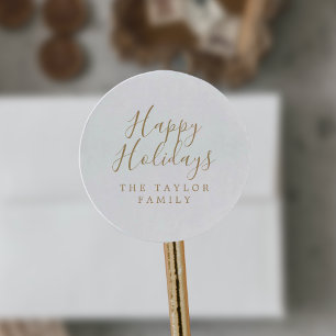 Minimalistisches Gold Happy Holidays Runder Aufkleber